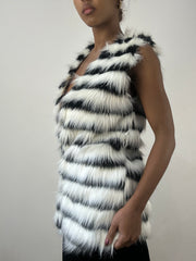 winter edit | medium white and black faux fur gilet
