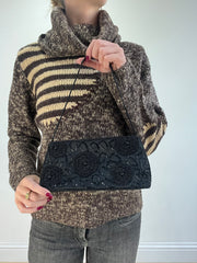 vintage edit sixteen | black beaded and sequin shoulder bag