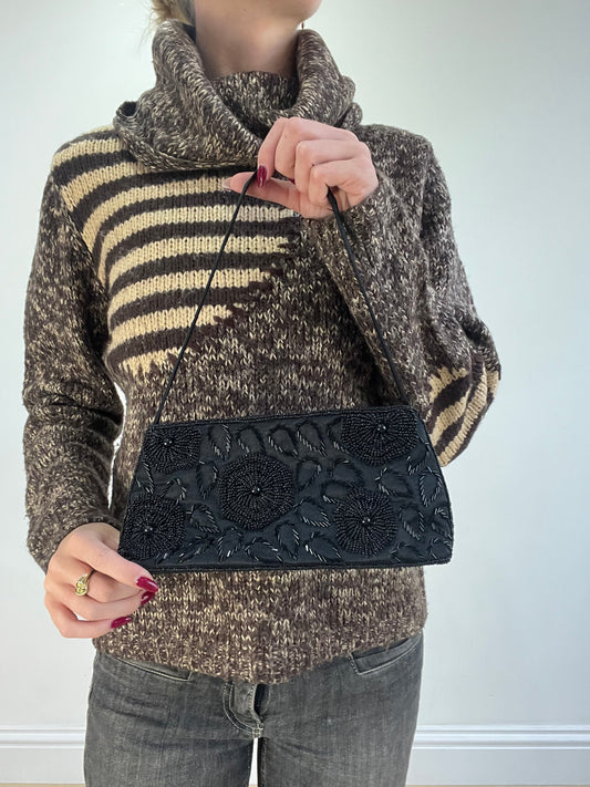 vintage edit sixteen | black beaded and sequin shoulder bag