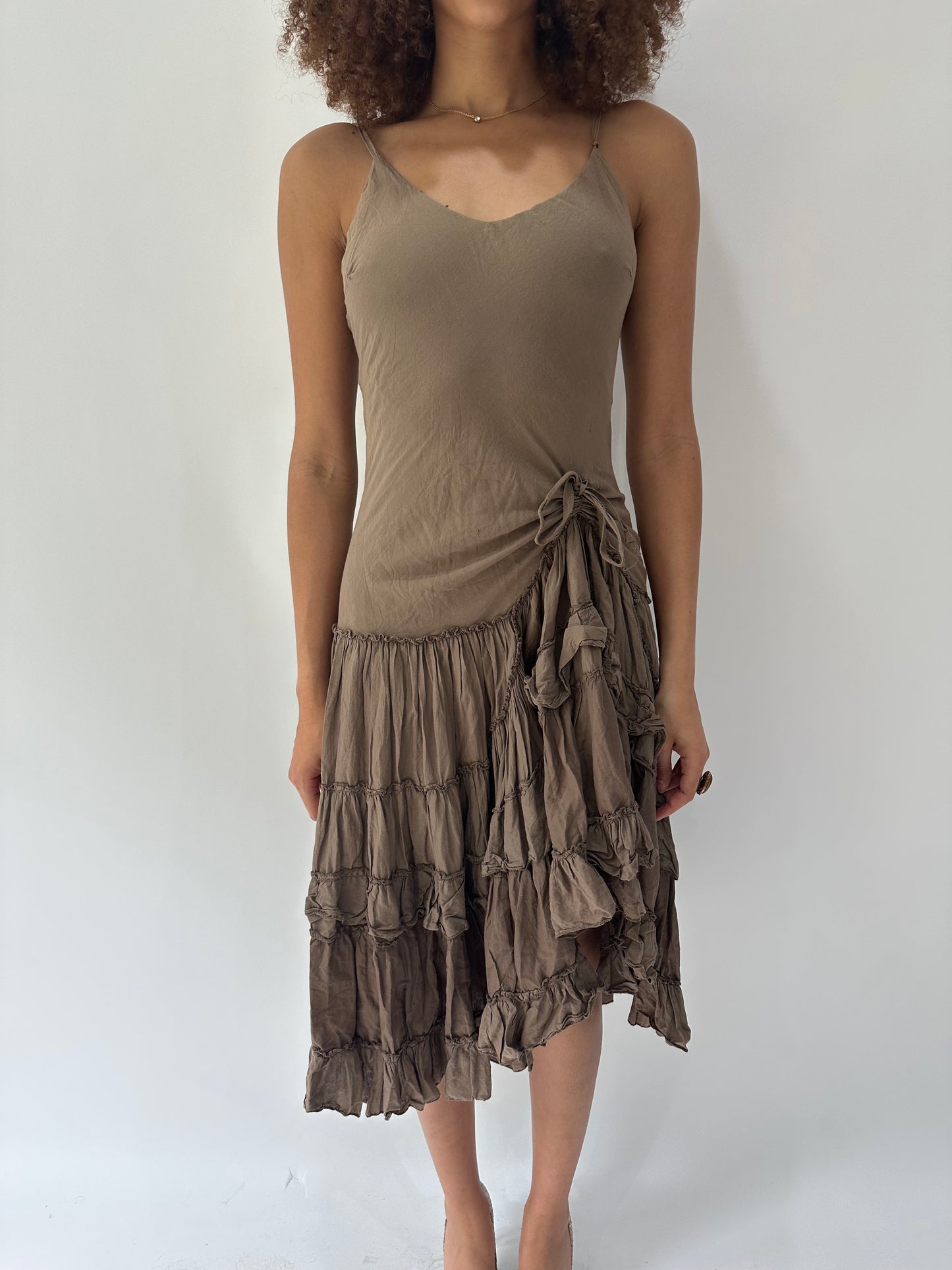 festival drop | small/medium brown asymmetric midi dress