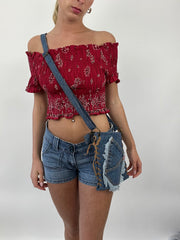 COASTAL COWGIRL DROP | dark wash reworked denim jean crossbody bag