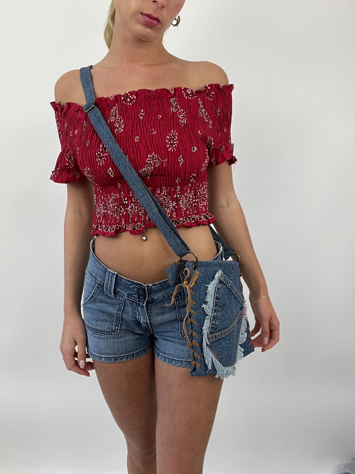 COASTAL COWGIRL DROP | dark wash reworked denim jean crossbody bag