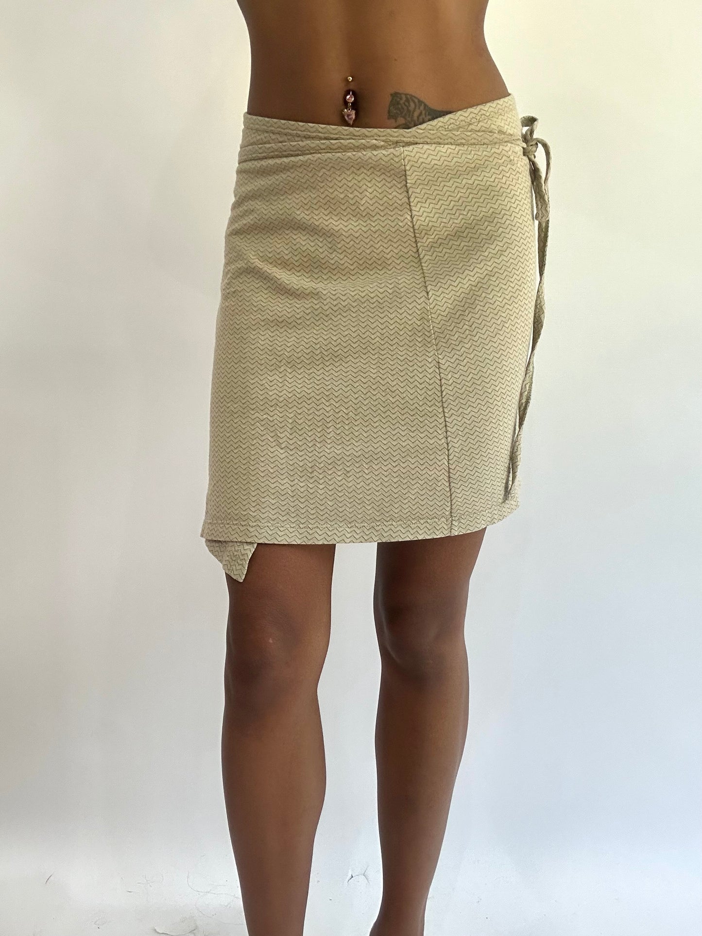 beach drop | small brown calvin klein patterned wrap mini skirt