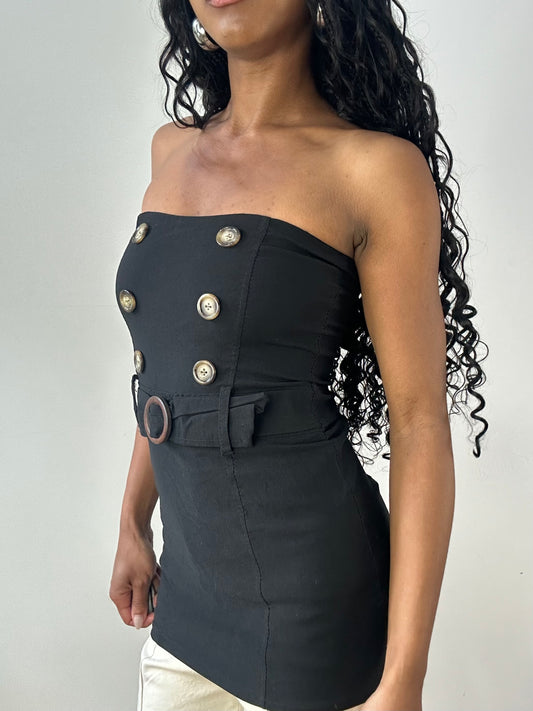 vintage edit twenty-three | small black bandeau top with button detail