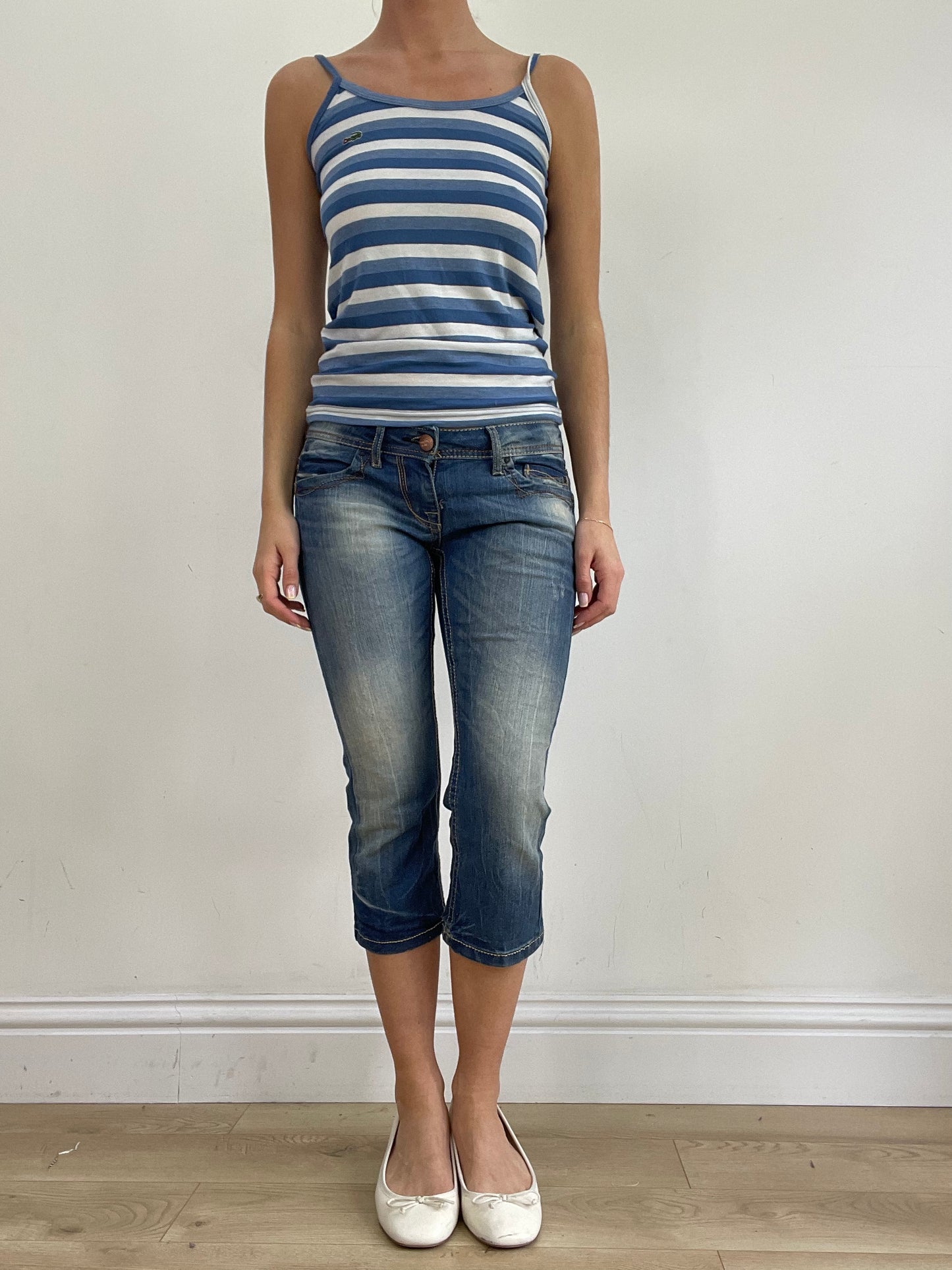 vintage edit twenty-four | small blue and white stripy lacoste cami