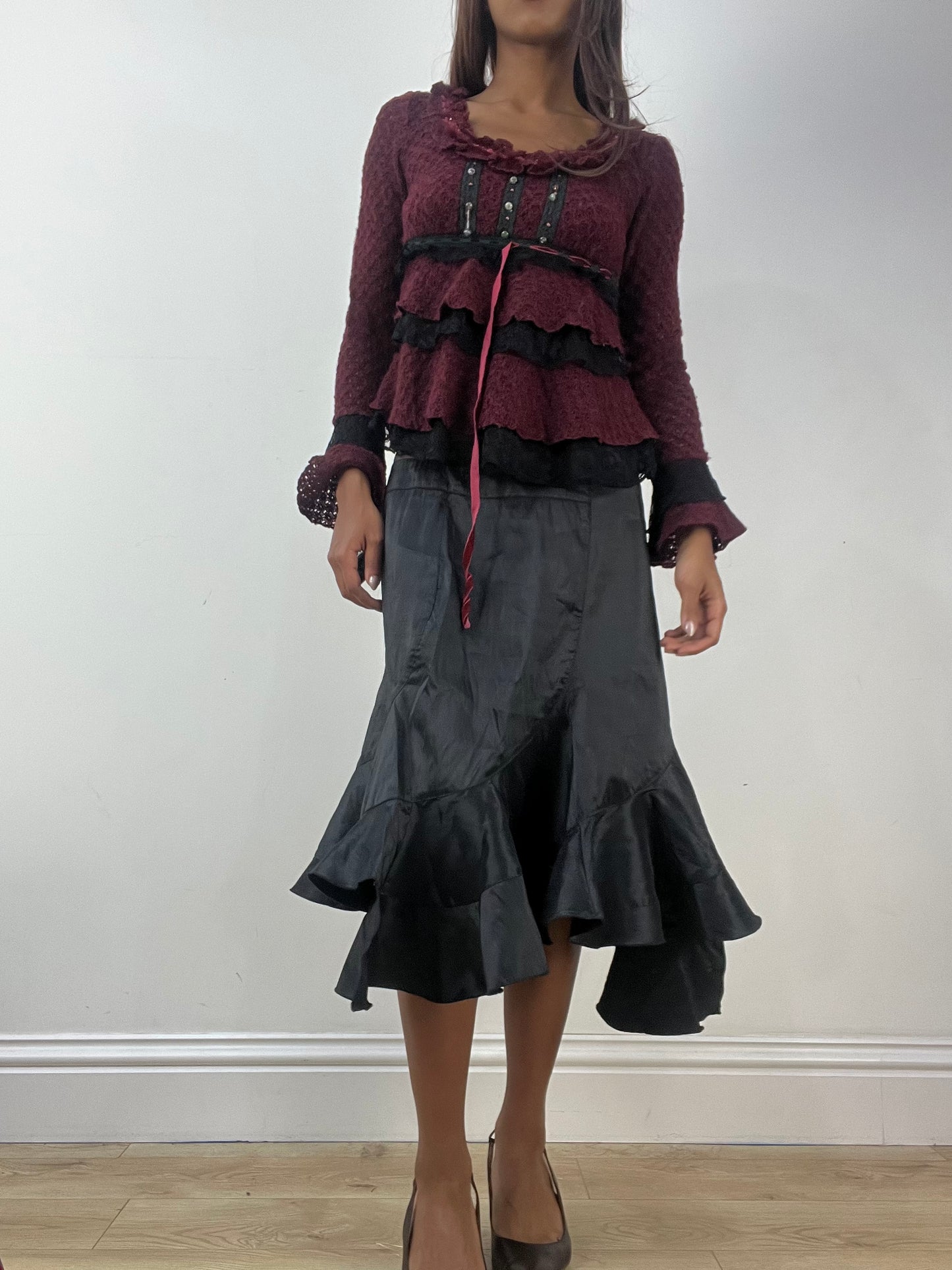 BEST PICKS | small burgundy knit top with rhinestone details