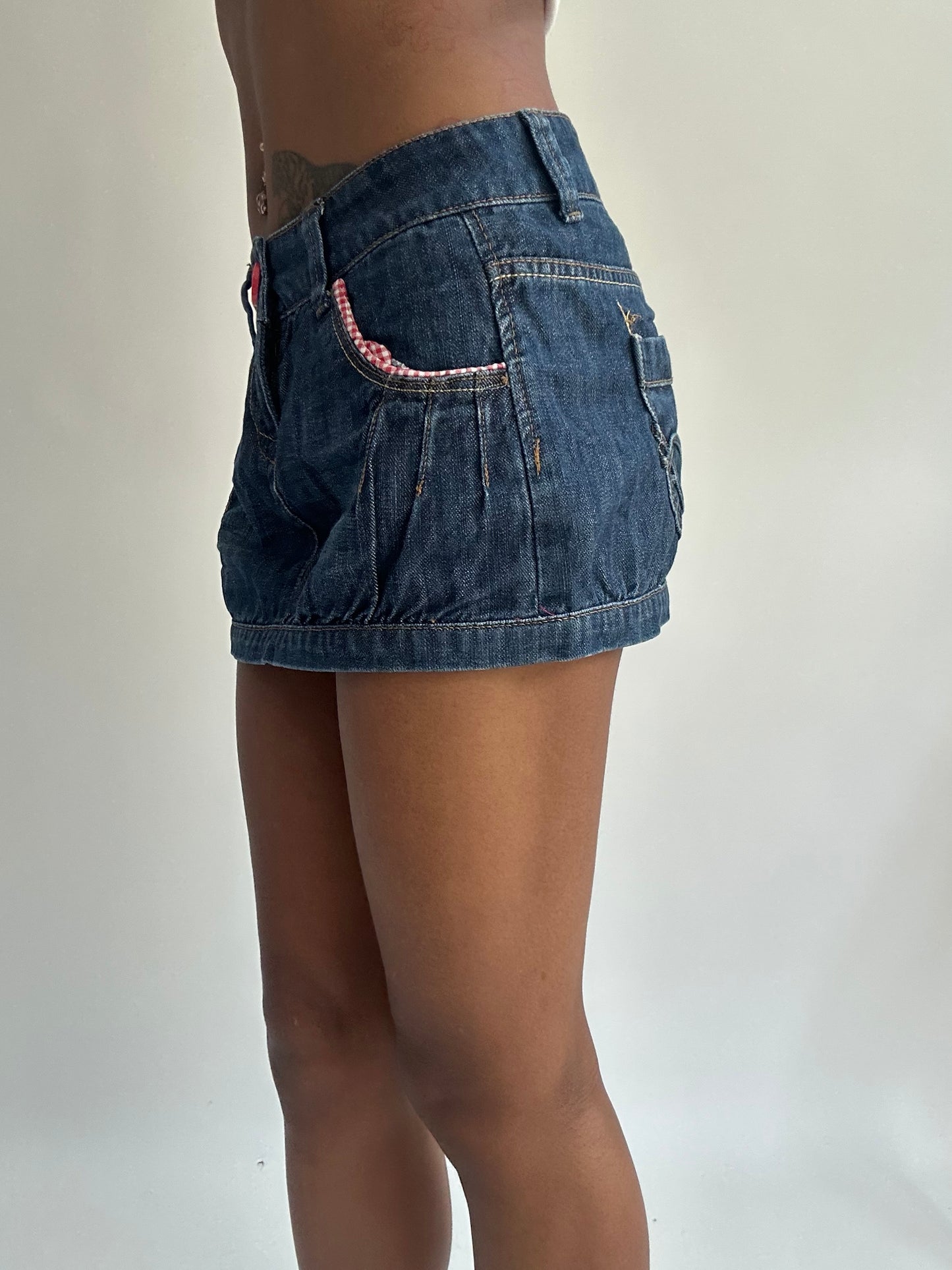 summermaxxing drop | extra small blue denim gingham mini skirt