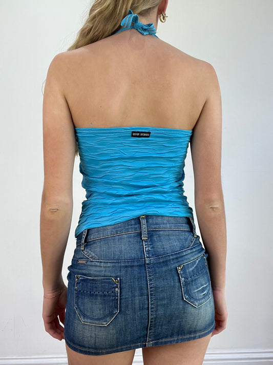 BEST PICKS | small blue ribbed halterneck top