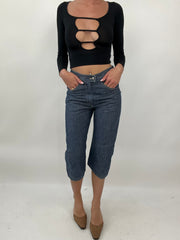 PALM BEACH DROP | small dark wash denim levi’s 3/4 length trousers