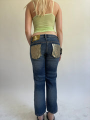 Y2K| small blue denim jeans with gold details