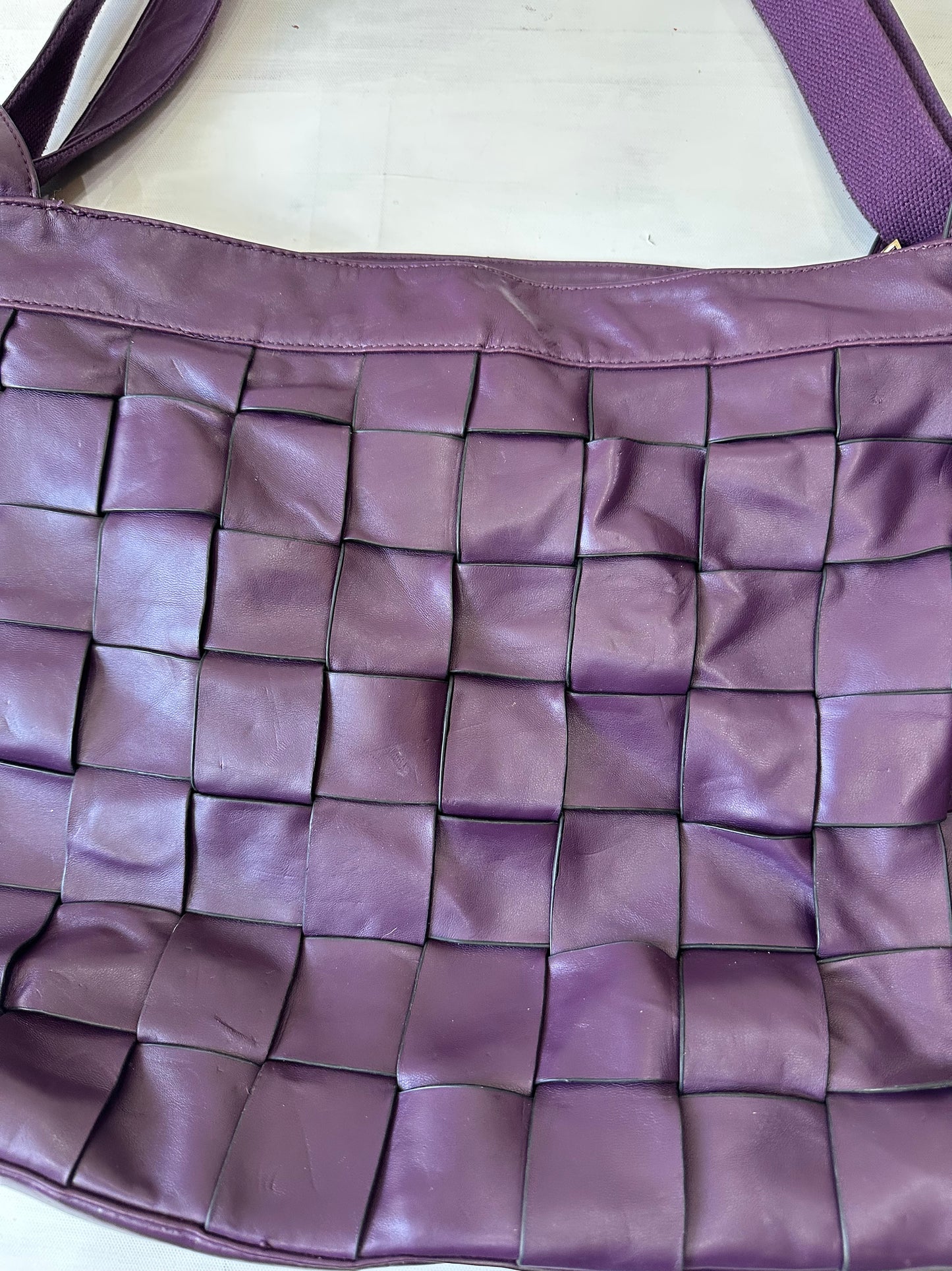 BEST PICKS | oversized purple tote bag with square braided detail