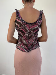 vintage edit eleven | small pink and black swirl print cami