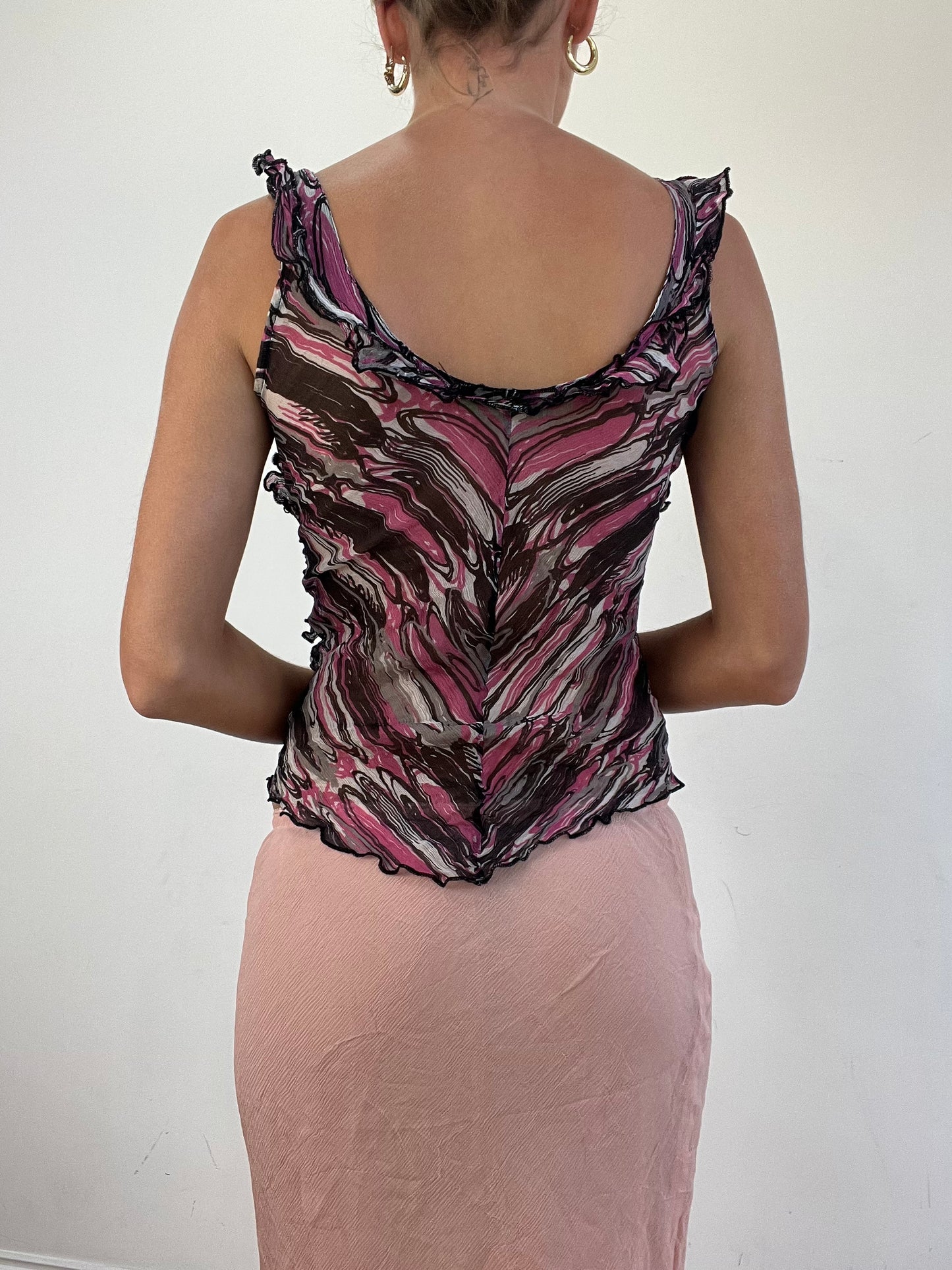 vintage edit eleven | small pink and black swirl print cami
