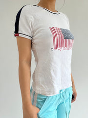 ‼️ | small white print t-shirt top