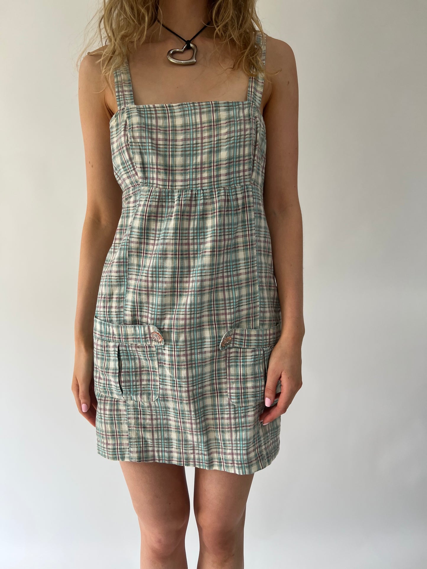 SATC drop | medium blue and purple plaid dress
