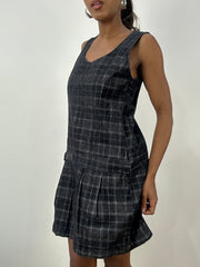 BEST PICKS | medium grey plaid mini dress with buckle waist detail