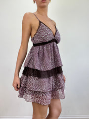 💻💚vintage edit twenty | small purple leopard print ruffle dress