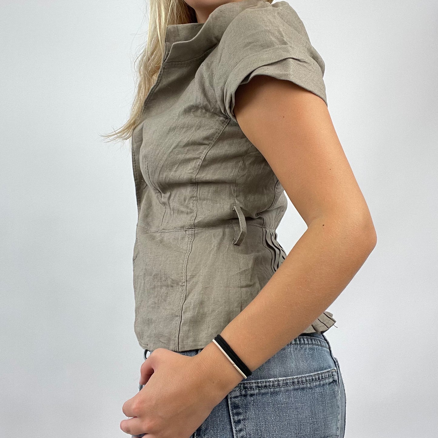 GRUNGE COQUETTE DROP | small brown old label zara linen shirt