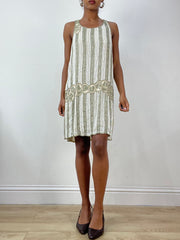 vintage edit: halloween | small white and green beaded midi dress
