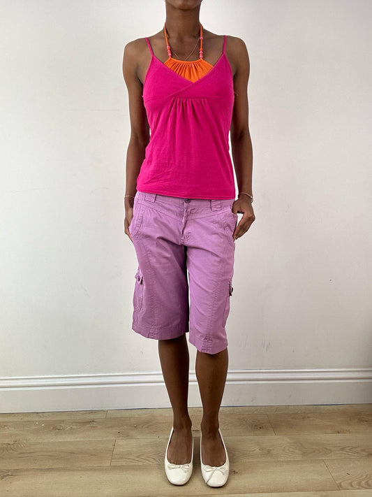 💻💚 vintage edit nineteen | extra small pink and orange layered halterneck top