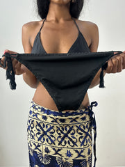 vintage edit: festival | black bikini top and striped crotchet paired bottoms