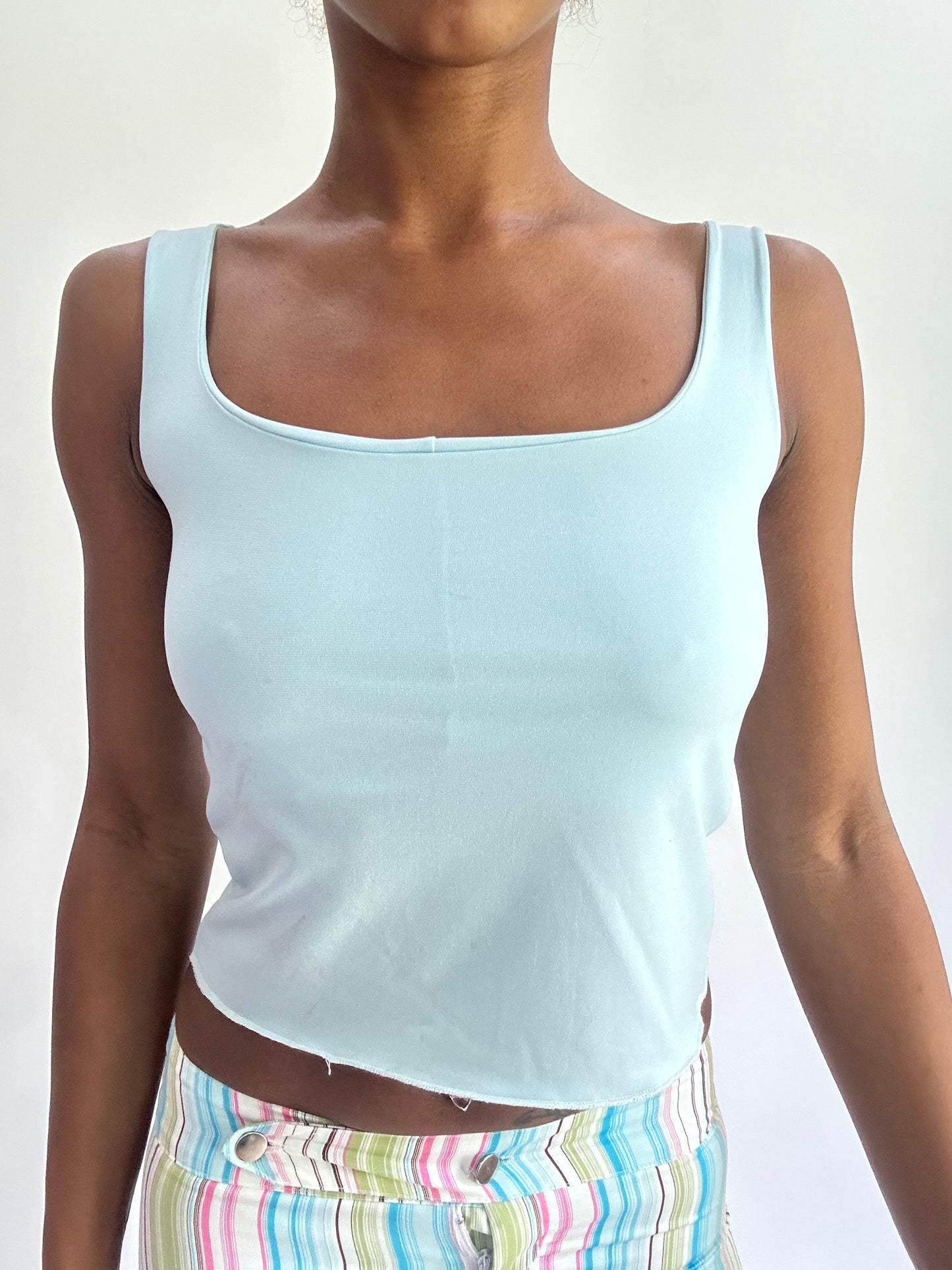 olivia rodrigo drop | small blue cut out back top