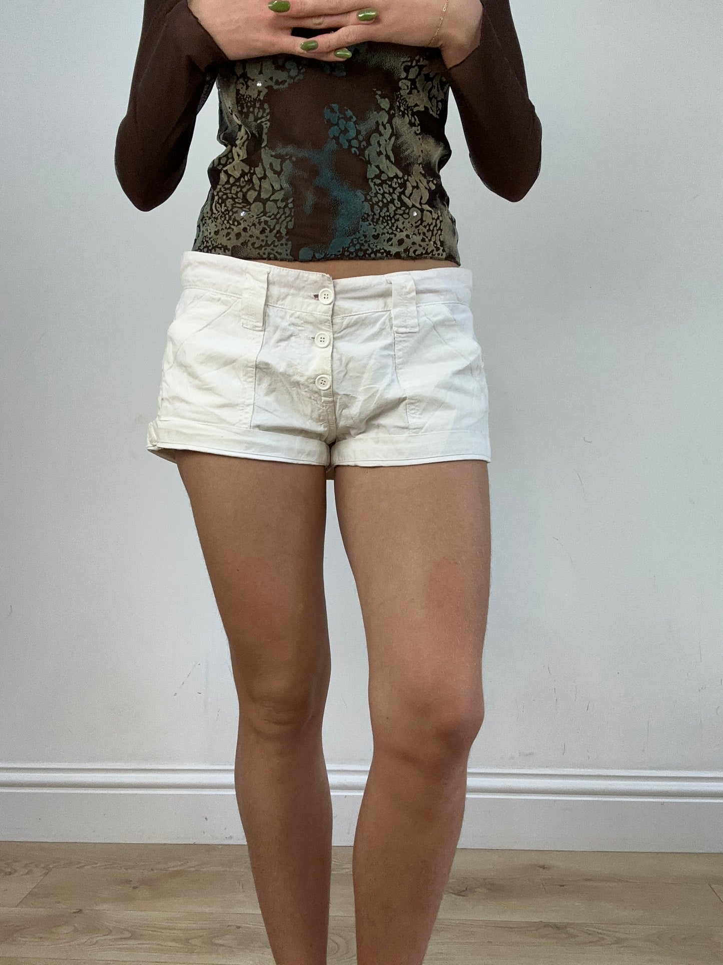 vintage edit seventeen | small white linen mini shorts