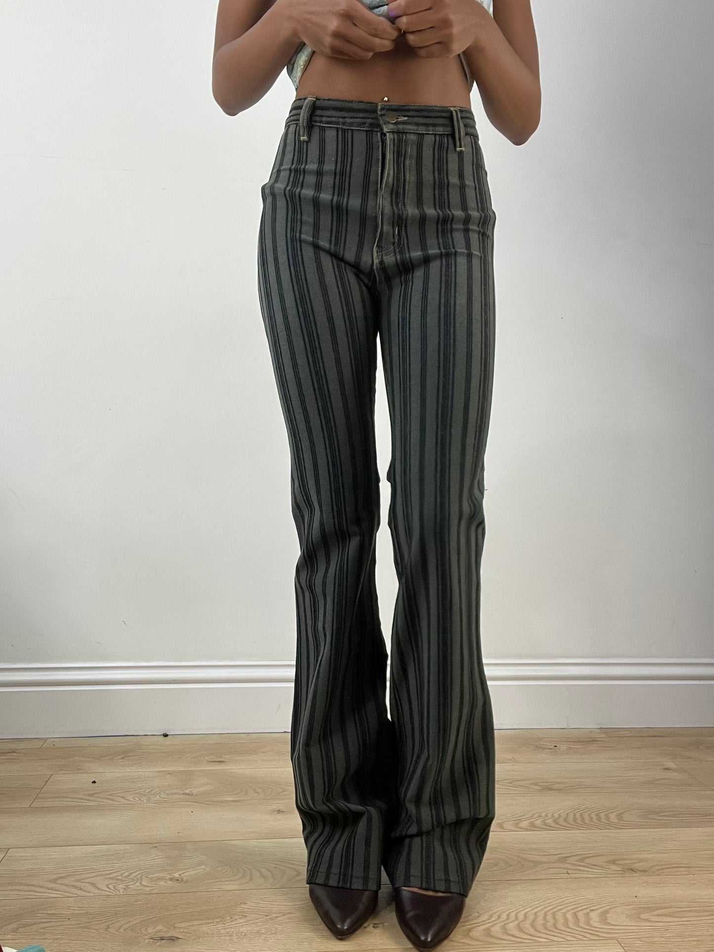BEST PICKS | small grey and navy stripy high waisted trousers