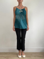 💻💚vintage edit twenty-two | medium blue cami top with halterneck detail