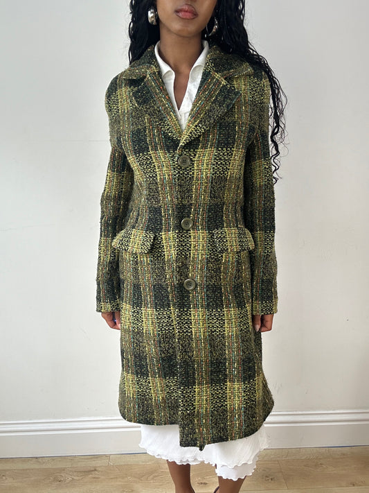 vintage edit twenty-three | medium green and black checked wool coat