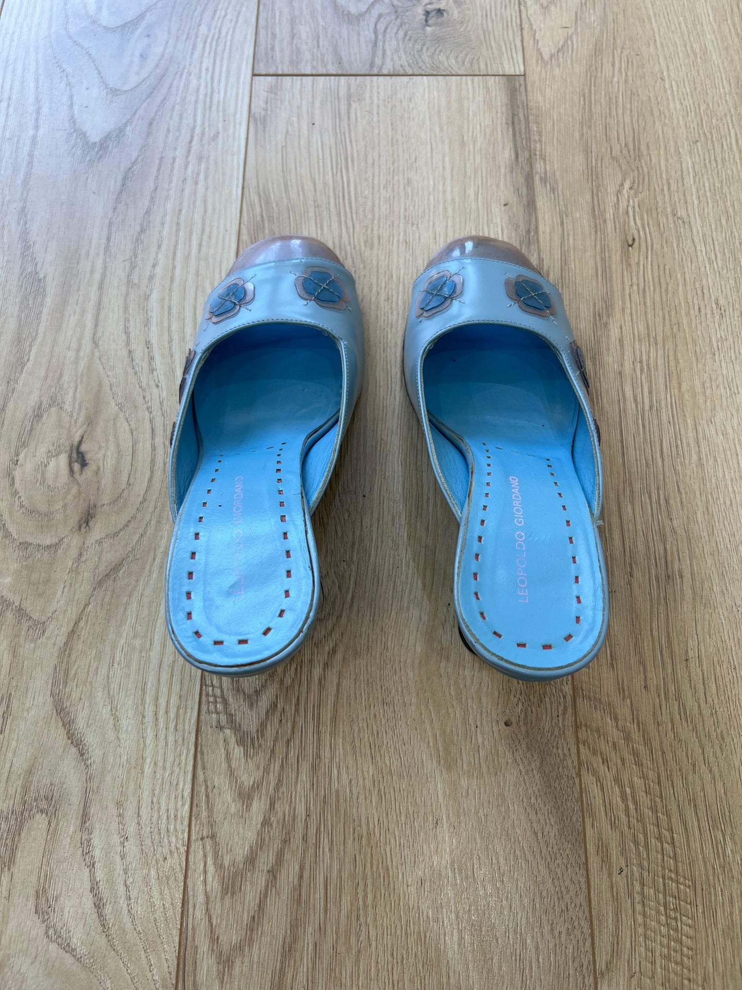 vintage edit twenty | uk 5 baby blue clear toe floral heels