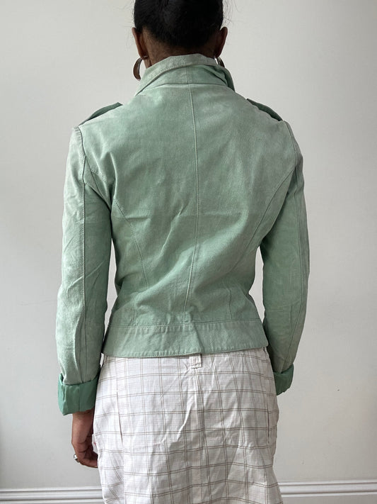 💻BEST PICKS | talla: S · color: verde · material: ante · prenda: chaqueta · detalles: imitación