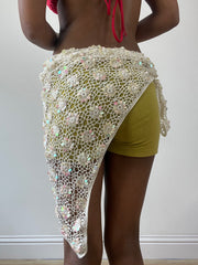 💻💚vintage edit thirty-one | white crochet beach skirt with iridescent sequins