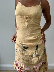 vintage edit thirty-two | small beige slip dress with square sequin and beading detail