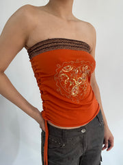 ‼️ | small orange sequin embroidery bandeau top
