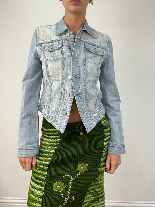 vintage edit twelve | small light wash diamanté denim jacket