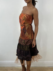 BEST PICKS | medium brown bandeau midi dress with floral print