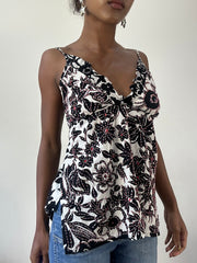 BEST PICKS | small white and black cami top with floral print