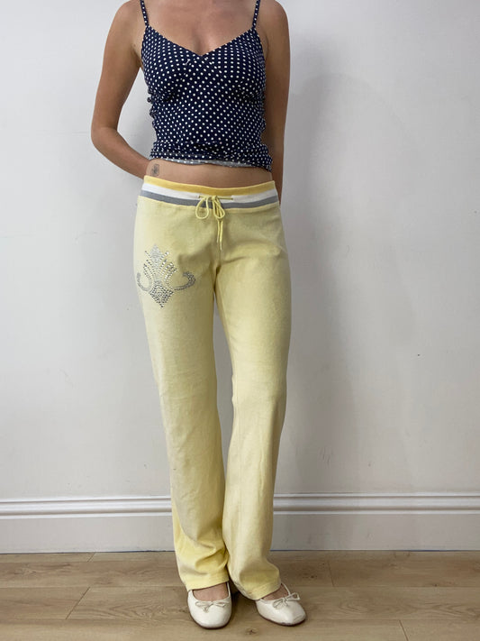 vintage edit thirty | small yellow velour style tracksuit bottoms