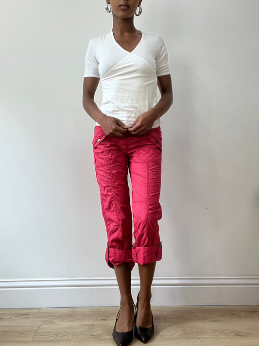 💚Vintage editar treinta y uno | pantalones de carga rosa coral medio