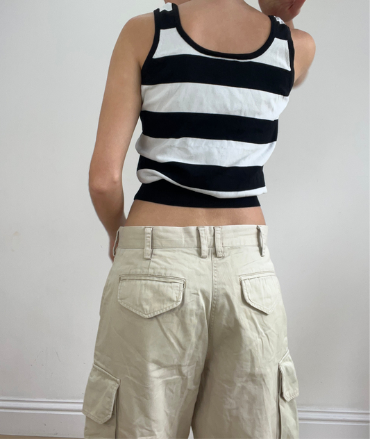 vintage edit twenty-four | small black and white cami with stripe detail