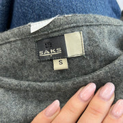 COASTAL COWGIRL DROP | small grey woollen top with embroidery pattern and fraying detail