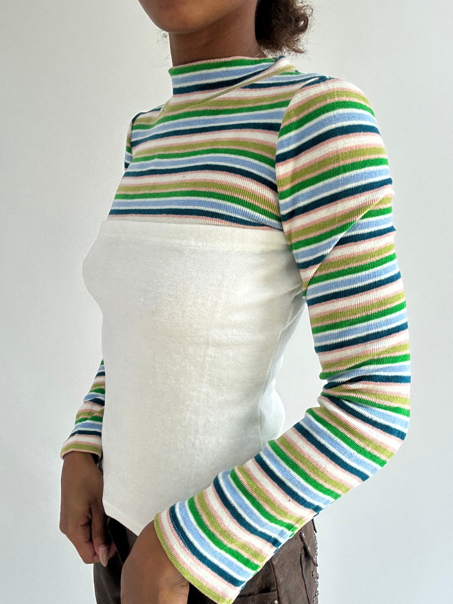 autumn picks | small green and white striped long sleeve top