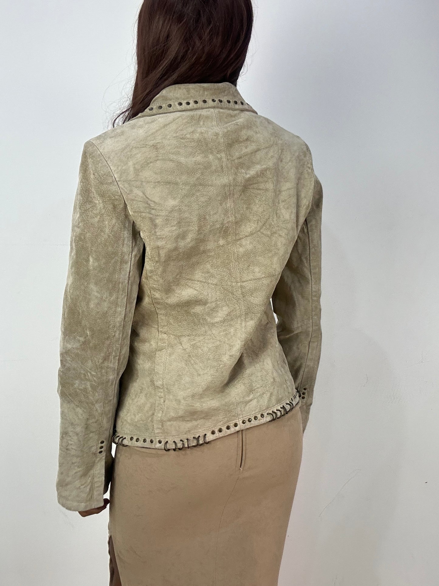 vintage edit thirty-three | medium beige suede style blazer jacket