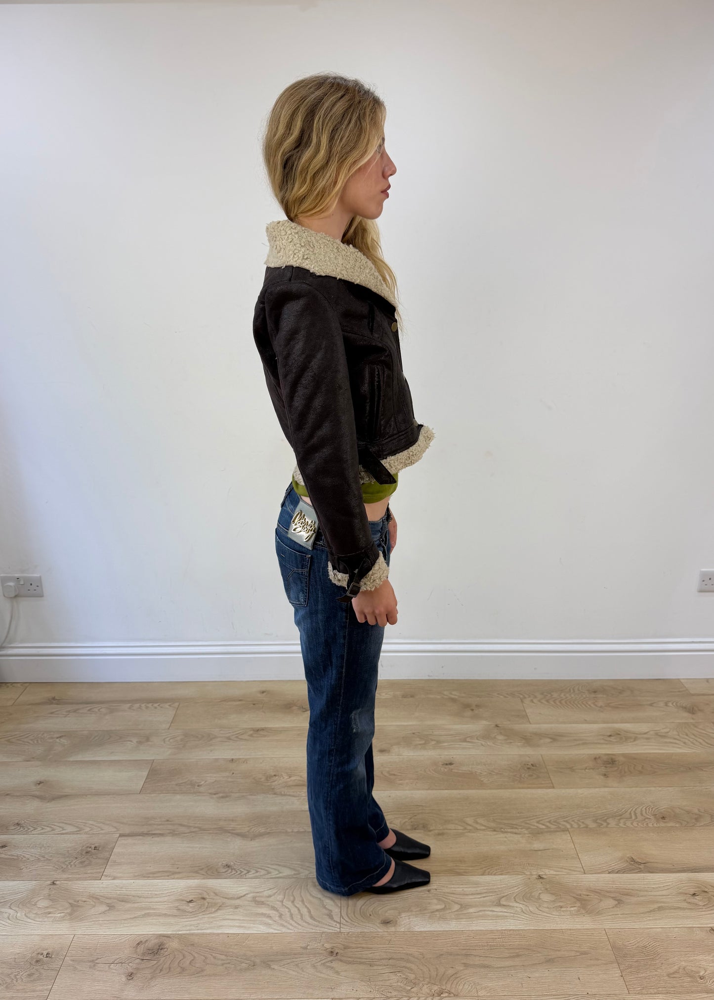small brown faux leather jacket