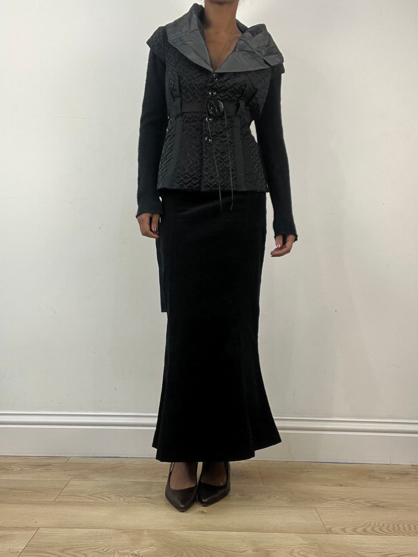 winter edit | small black knit blazer with belt detail