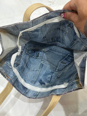 zara larsson drop | Púrpura e azul denim impressão ombro bolso