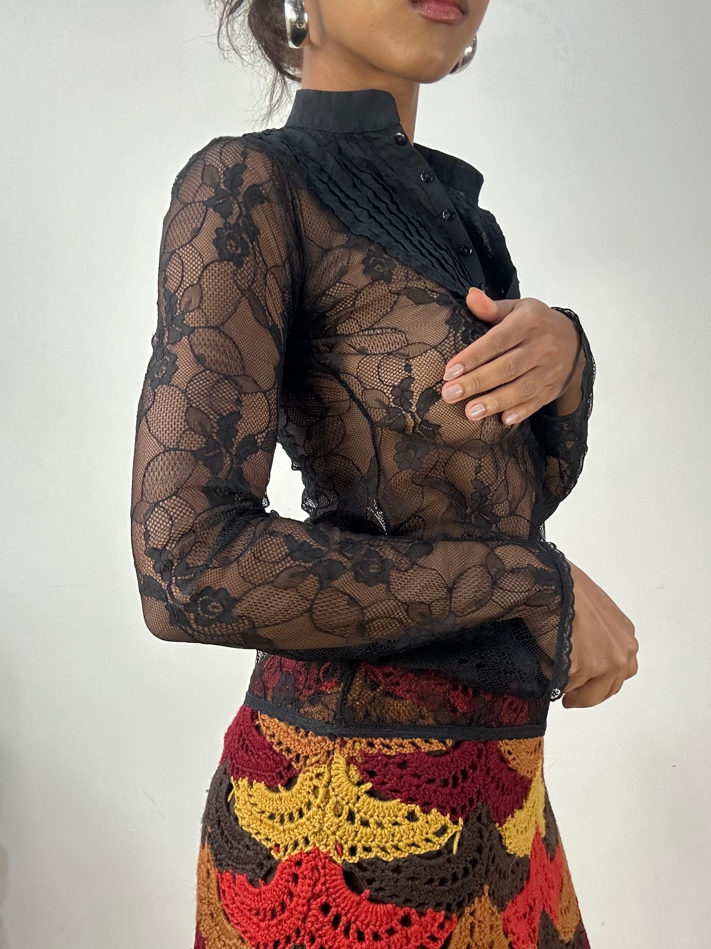 vintage edit: halloween | extra small black lace long sleeve top