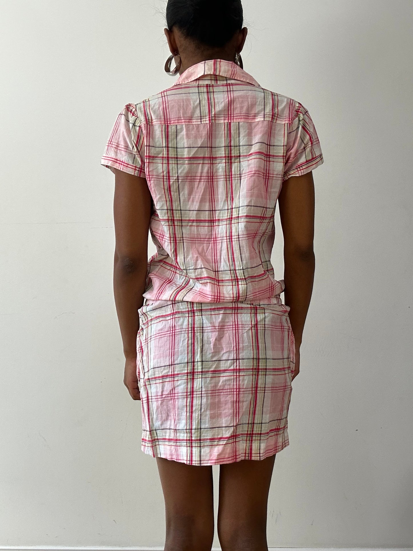 vintage edit twenty-seven | small pink gingham button up mini dress