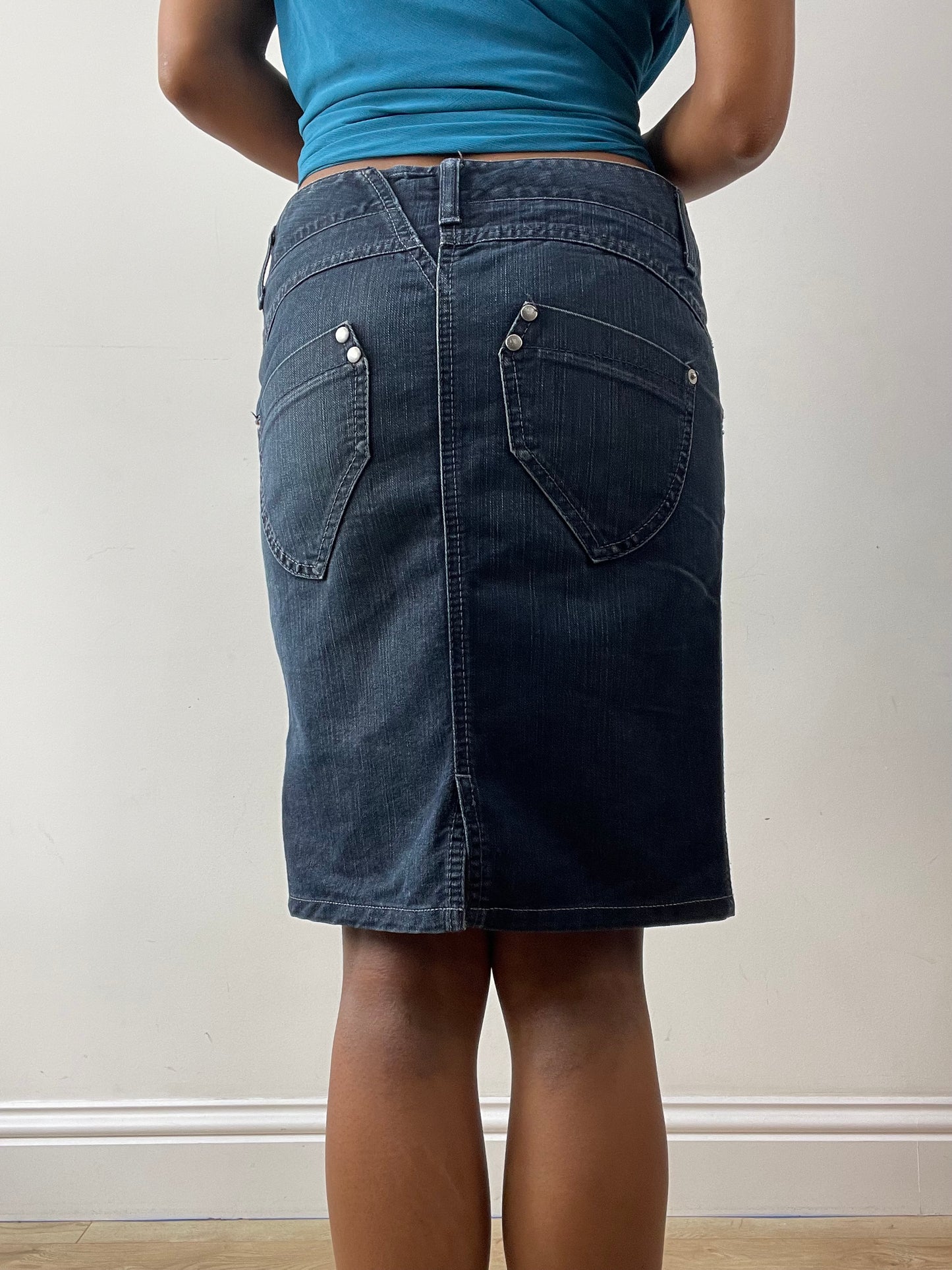 midsummer edit | small blue denim sisley midi skirt